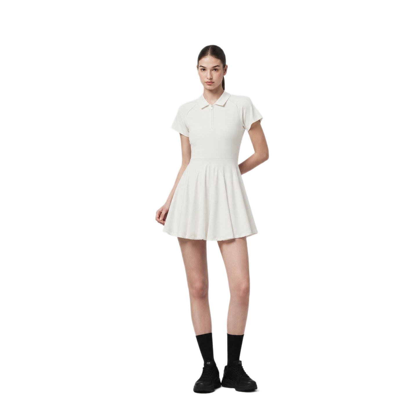 Fashionable Breathable Solid Color Tennis Dress for Outdoor Yoga and Fitness, Professional Sporty Sundress