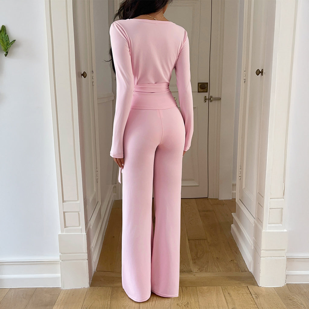 Sports style tight fitting T-shirt yoga pants overalls women's clothing