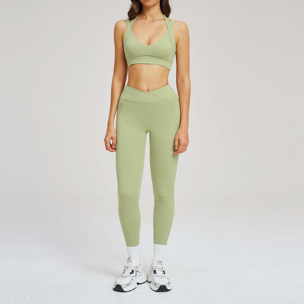 Bare Feel High-End Yoga Set, Fitted Backless Design, Fashionable Yoga Wear, Casual Running Sport Set