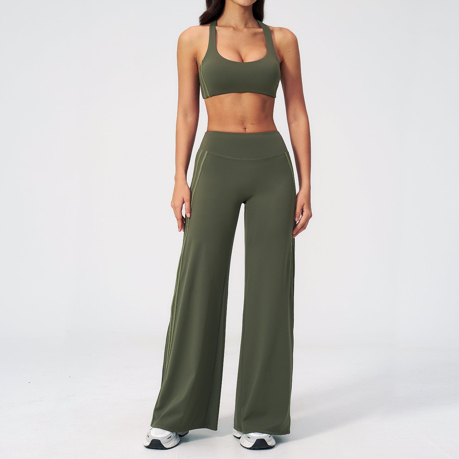 Nude-Feel Yoga Set for Women, Flowy 3D Back Design, High-Waisted Slimming Outdoor Fitness and Yoga Wear