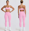 Bare-Feel Yoga Set Breathable Shock-Absorbing Sports Top Heart-Shaped Butt-Lifting 9/10 Pants Fitness Outfit