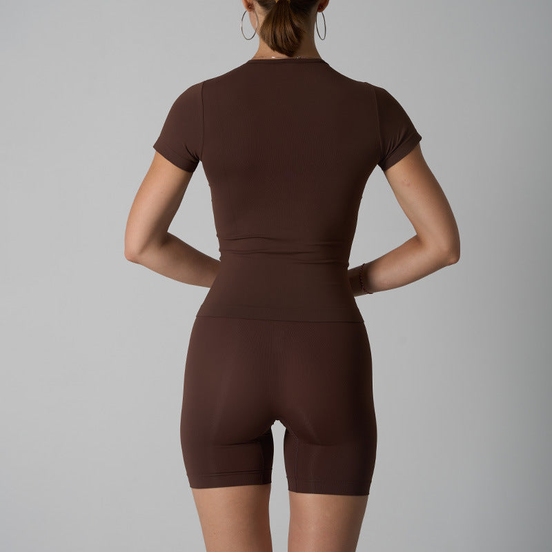 T-shirts Shorts Set Women's Seamless Short Sleeve Shorts Yoga Fitness Wear