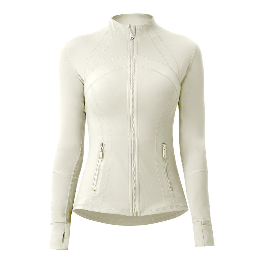 Style Yoga Jacket Outdoor Slim-Fitting Shaping Waist-Cinching Zip-Up High Neck Sports Yoga Long Sleeve Top for Women