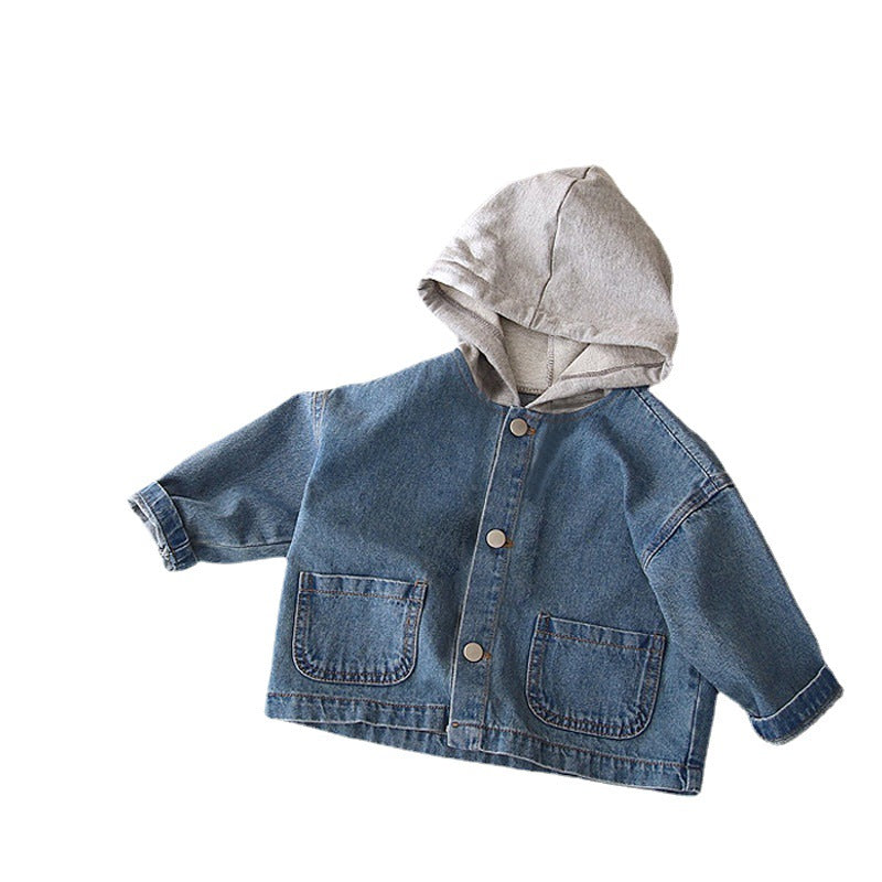 Children's hooded pocket denim jacket clip