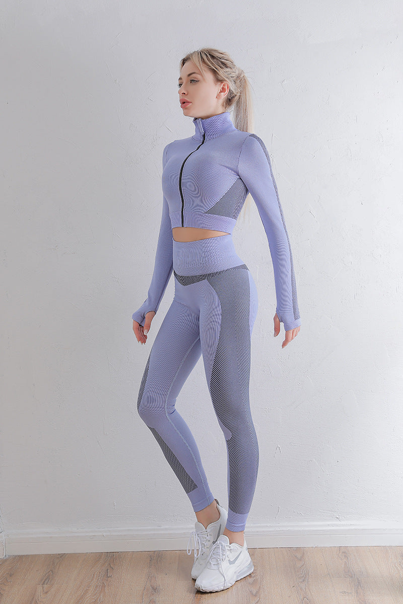 Autumn And Winter New Yoga Running Fitness Wicking Breathable Long-Sleeved Trousers Two-Piece
