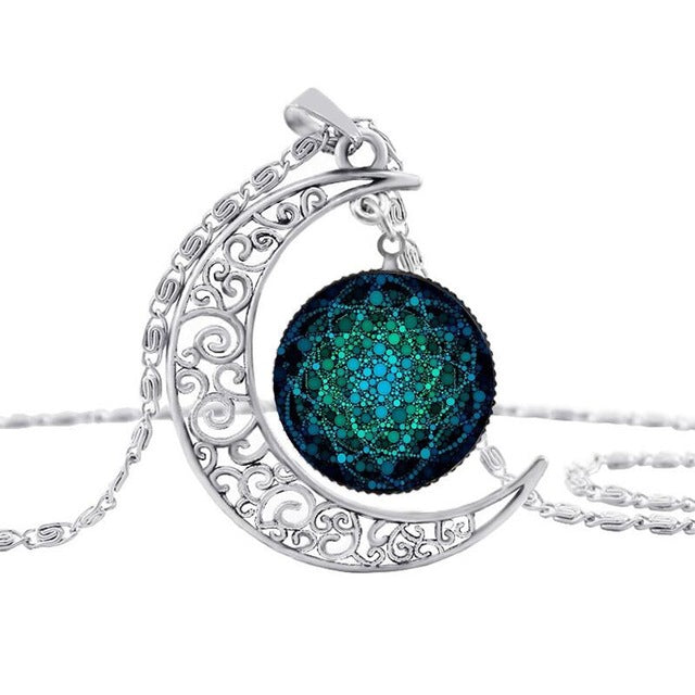 Flower of Life Necklace Om Yoga Chakra Pendant Mandala Necklaces Glass Dome Sacred Geometry  Jewelry