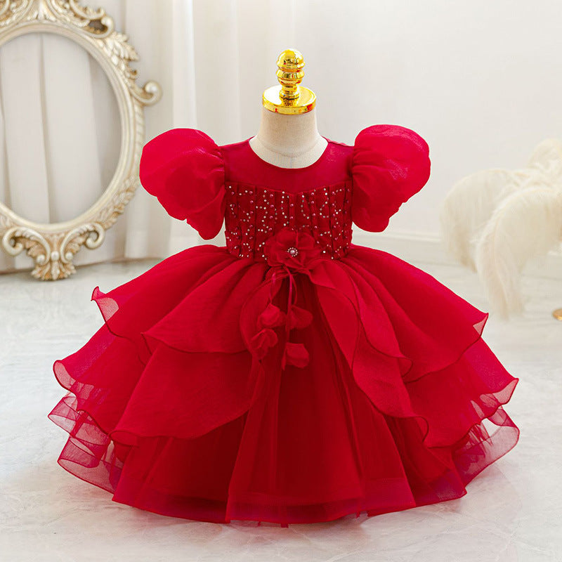 Girl Bubble Sleeve Princess Dress