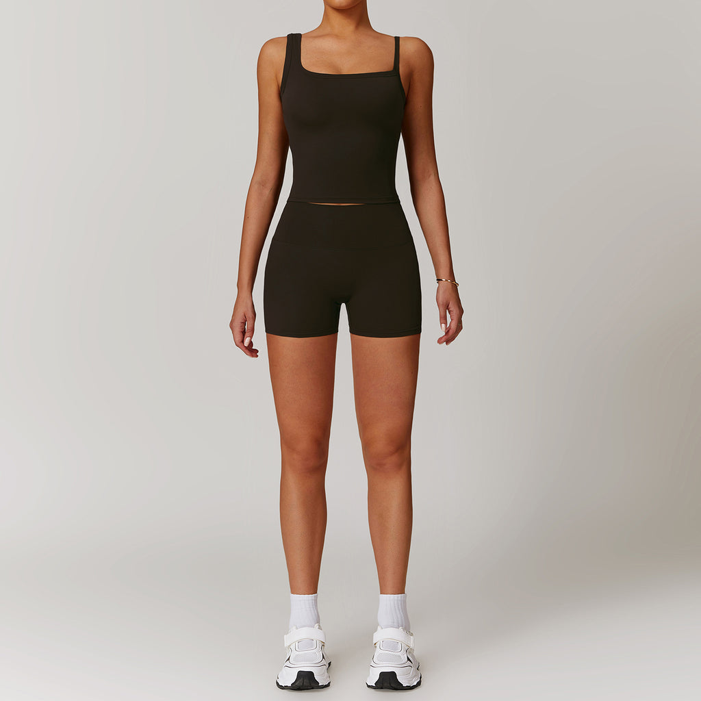 Quick drying vest+shorts yoga suit outdoor training suit running sports fitness suit set