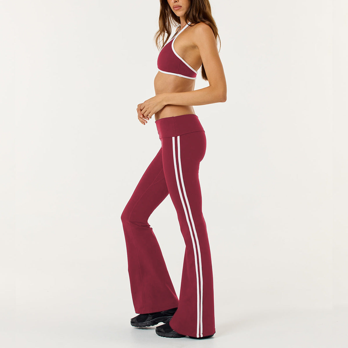 Bare-feel Flared Yoga Pants Set, Outdoor Casual Versatile Fitness Sports Bra Two-piece Set
