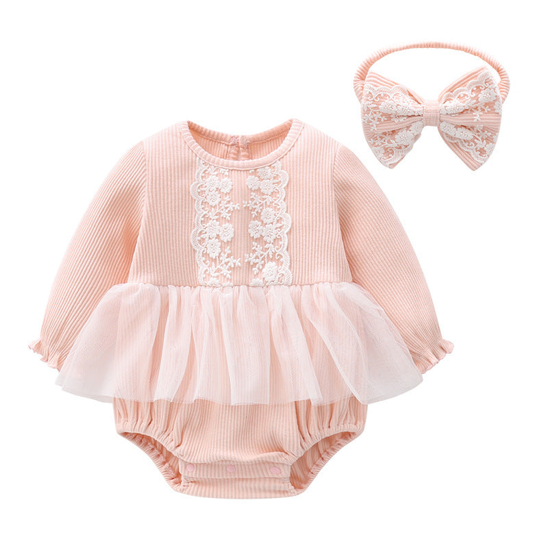 Cute  Long Sleeve Princess Romper for Newborn Baby Girls