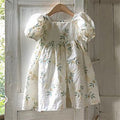 Floral embroidery children's clothing princess cute bubble short sleeved dress