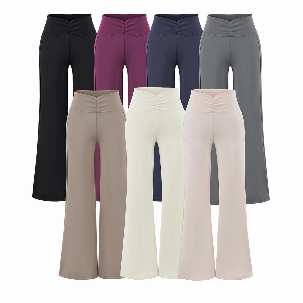 Lazy Drape Yoga Flared Casual Trousers for Women, Mid-Waist Stretch Cool Touch Yoga Pants