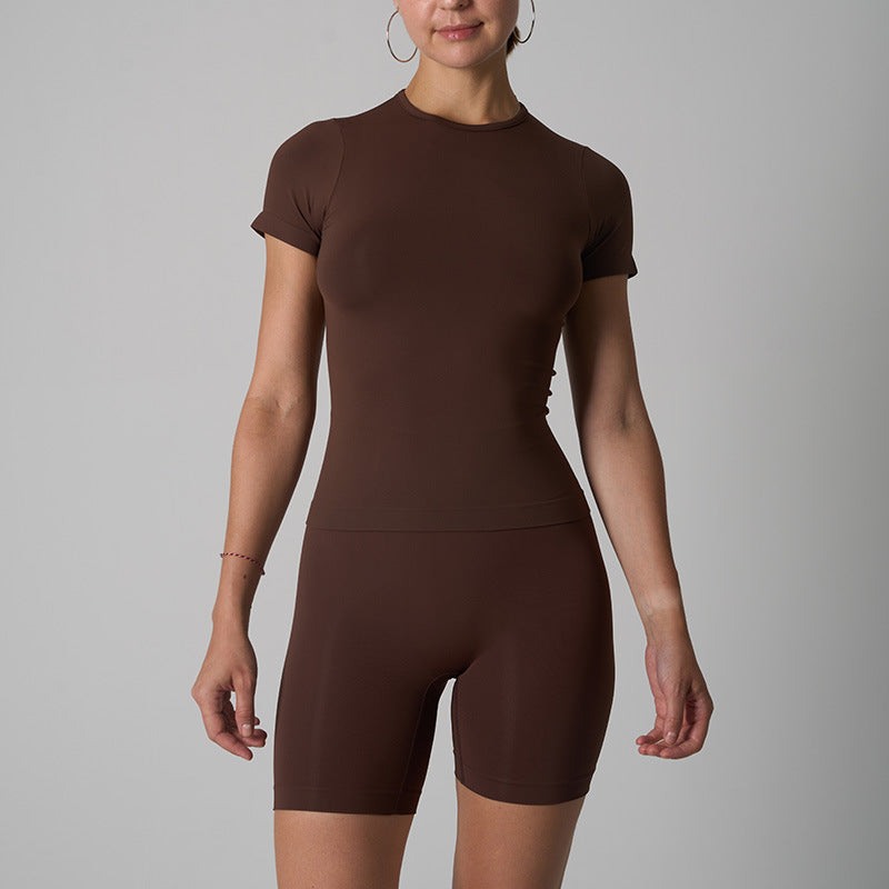 T-shirts Shorts Set Women's Seamless Short Sleeve Shorts Yoga Fitness Wear