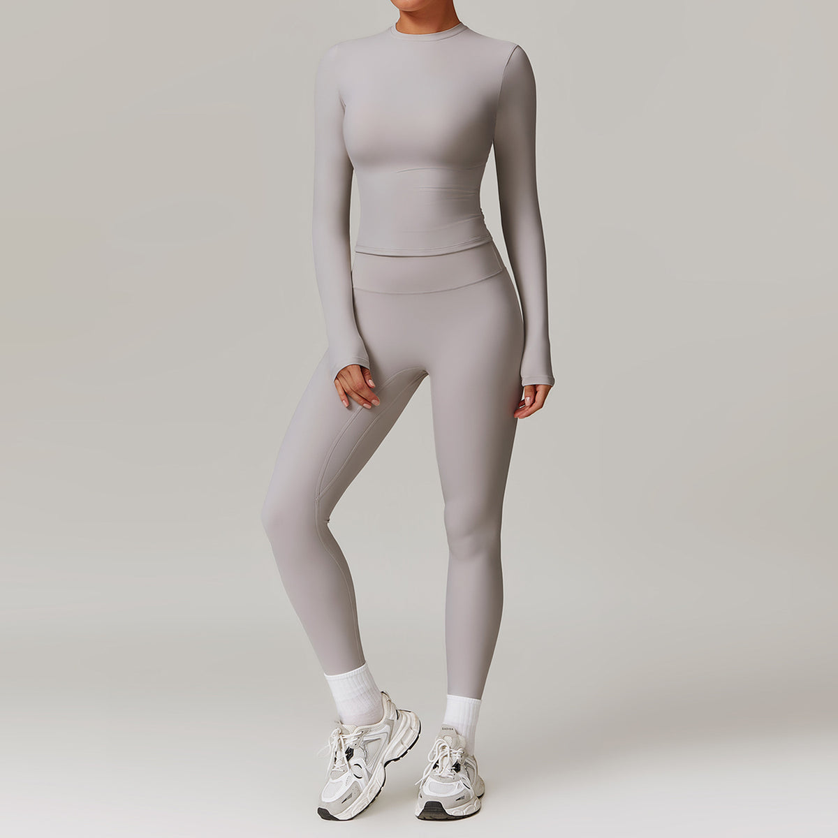 Sports and leisure velvet suit with high waist, wide legs, warm yoga clothes, women's slimming long sleeved fitness suit