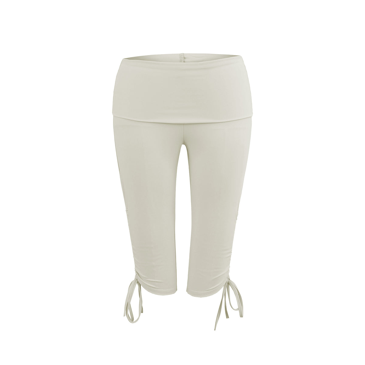 Elastic Slim-Fit Mid-Length Yoga Pants for Women with High-Waist and Side Drawstring