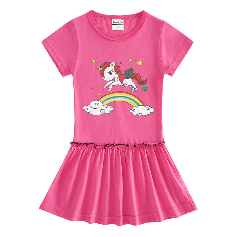Girls' cotton short sleeved dress