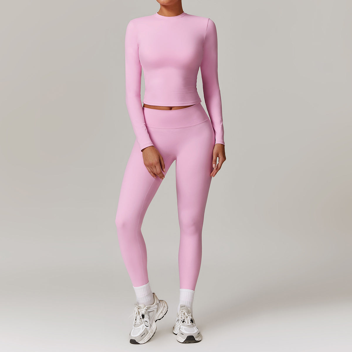 Sports and leisure velvet suit with high waist, wide legs, warm yoga clothes, women's slimming long sleeved fitness suit