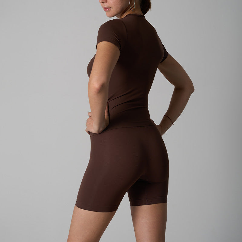 T-shirts Shorts Set Women's Seamless Short Sleeve Shorts Yoga Fitness Wear