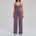 Comfortable Brushed Fabric Sport Set Loose Wide-Leg Backless Casual Outfit Outdoor Cycling Running Yoga Set