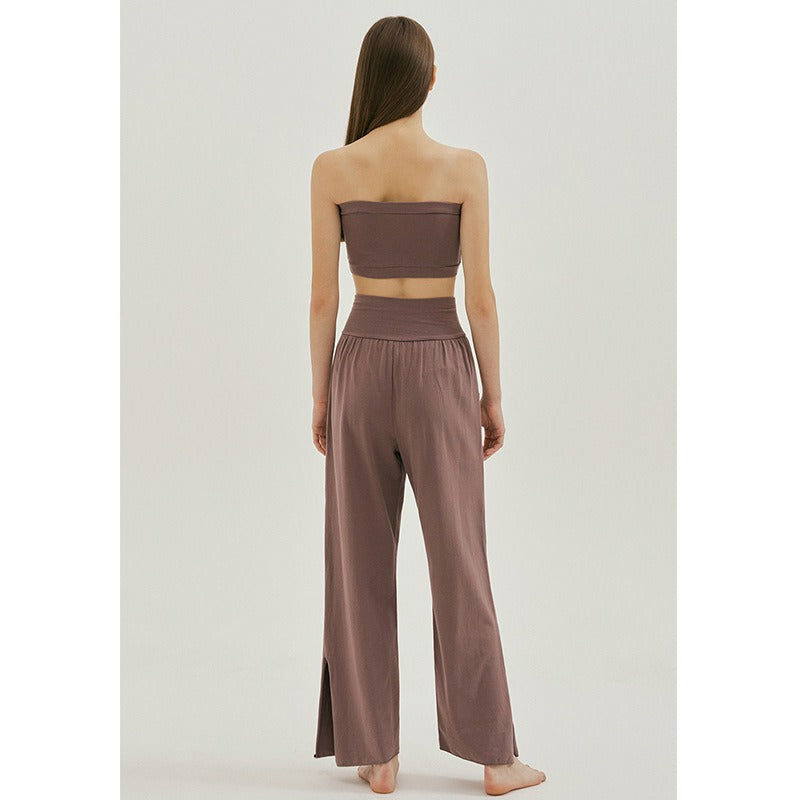 New Relaxed Fitness Yoga Pants with Split Legs for Restraining Feet and Abdomen Retraining Wide Leg Pants for Casual Dance Pants