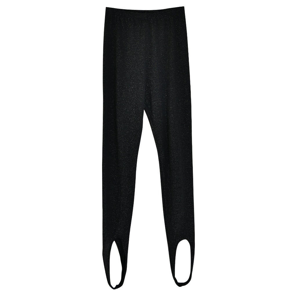 Knitted bright silk high elasticity solid color yoga pants for women tight fitting sports style pants