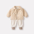 Cotton-Padded Thick Outerwear Set, Baby Fleece Lined Bottom Shirt and Sweatpants Three-Piece Fashion Set
