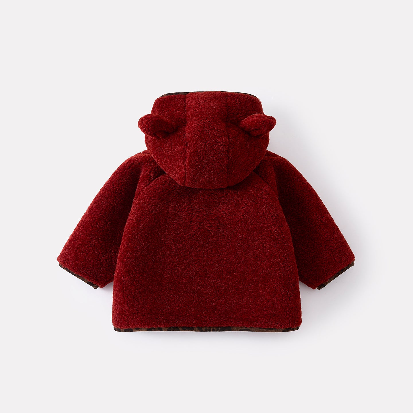 Hooded Coat for Baby Girls, Thick Warm Knit Sweater with Fur Trim