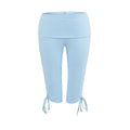 Elastic Slim-Fit Mid-Length Yoga Pants for Women with High-Waist and Side Drawstring