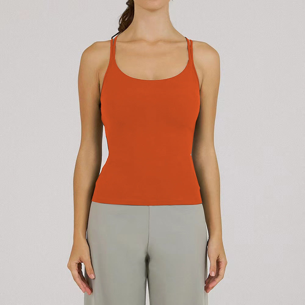 Women's Yoga Tank Top with Built-in Pads, Shockproof, High-Elasticity, Quick-Dry, for Running, Dance, Training, and Fitness
