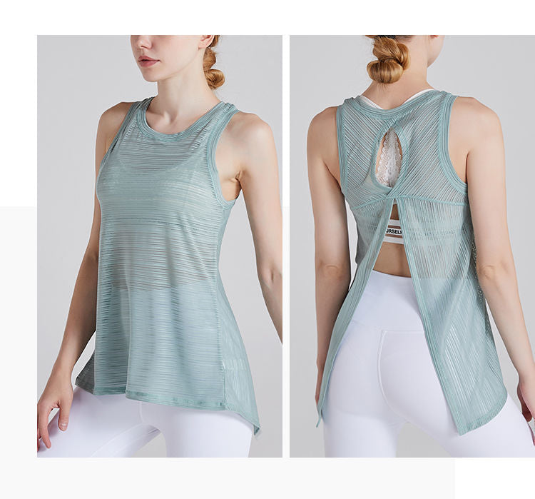 Yoga Vest Women's Breathable Quick-Drying Sports Sleeveless t-Shirt Sexy Loose Fitness Blouse Top
