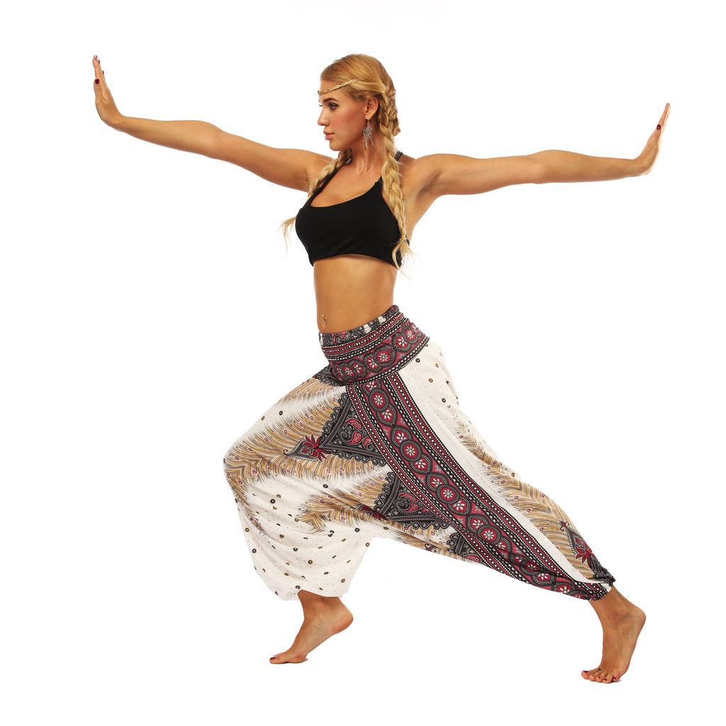 Women's Ethnic Style Digital Print Bloomers Loose Fitness Yoga Pants High Waist Jumpsuit Dance Pants