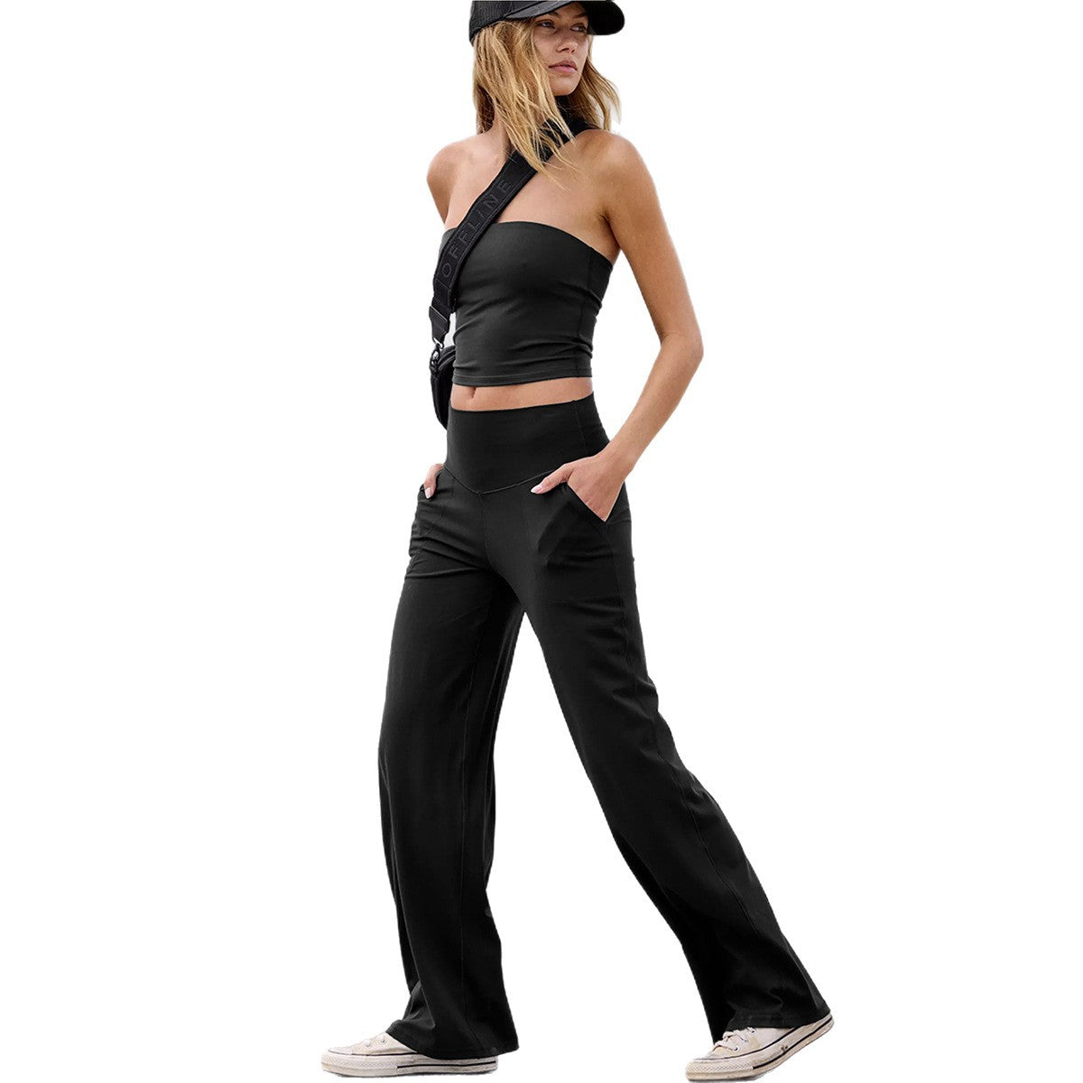 High Waist Flowy Commuter Loose Casual Pants for Fitness Yoga and Sports Straight Leggings