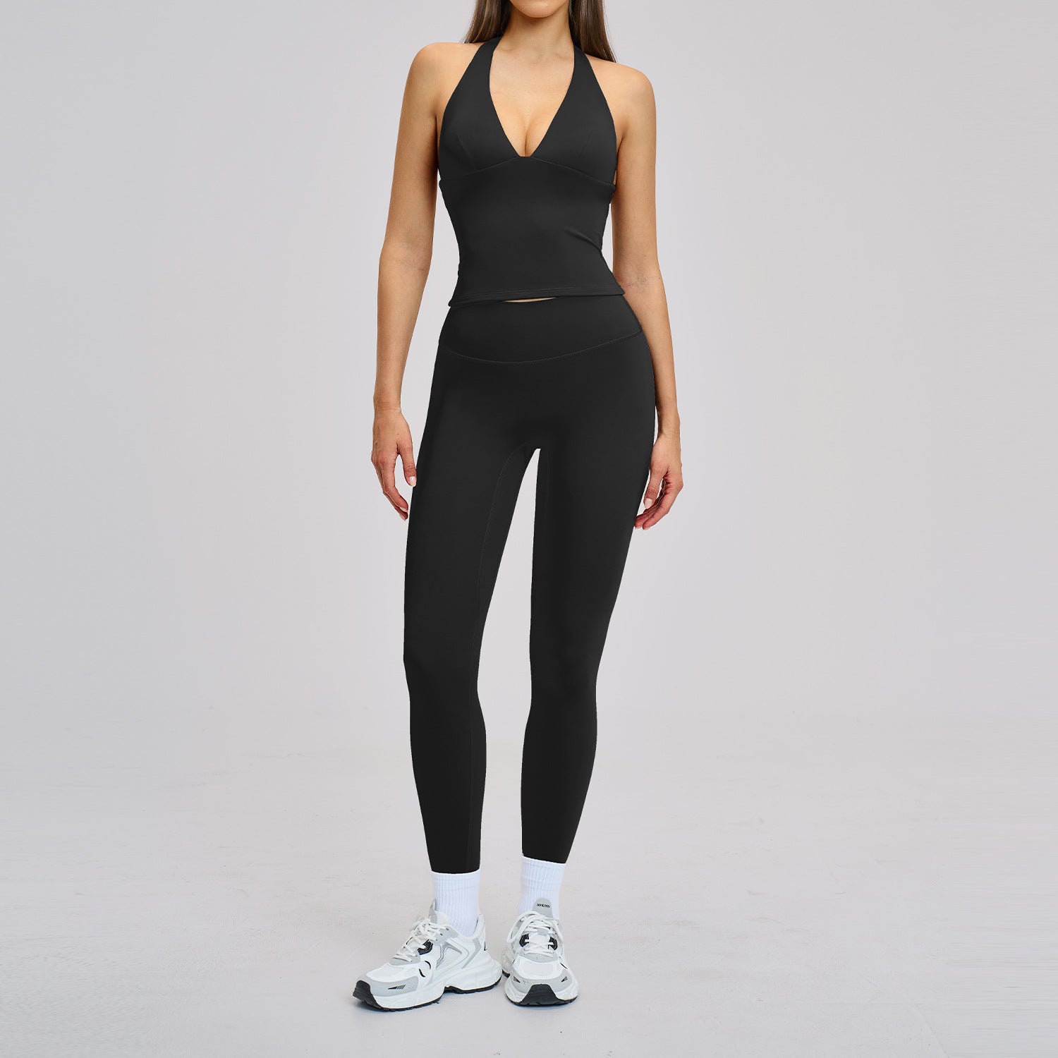 Spring Outdoor Sports Fitness Set, Fleece-Lined Tight Yoga Wear, Halter Back Yoga Set