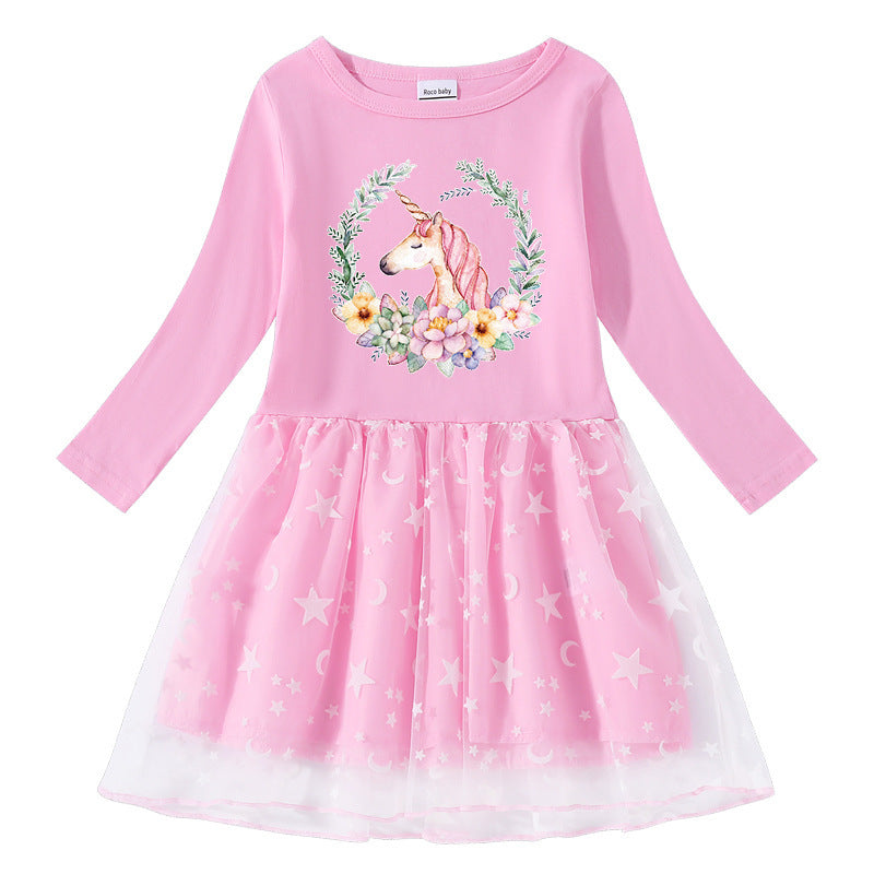 Girls' dress with cotton print