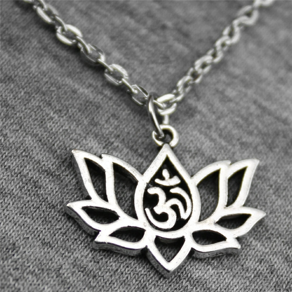 21x17mm Lotus Yoga Om Pendant Necklace Jewelry, Handmade Necklace Gift For Women