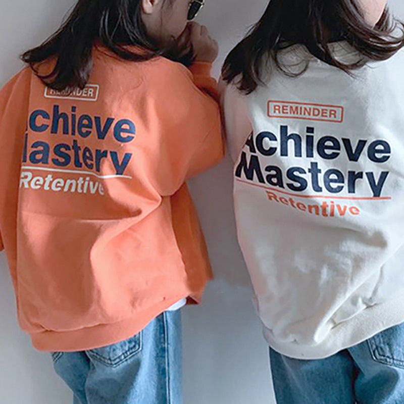 Front and back letter printed casual pullover hoodie
