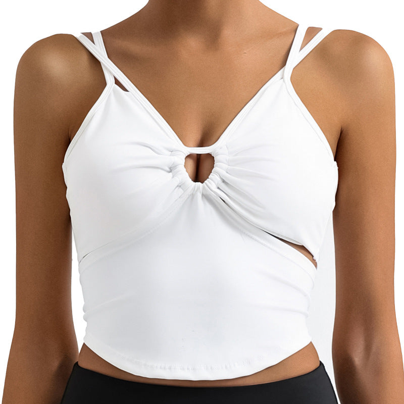 Sport Yoga Tank Top with Double Straps, Quick-Dry Removable Padded Design, Casual Outdoor Yoga Tank Top