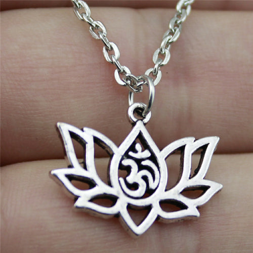 21x17mm Lotus Yoga Om Pendant Necklace Jewelry, Handmade Necklace Gift For Women
