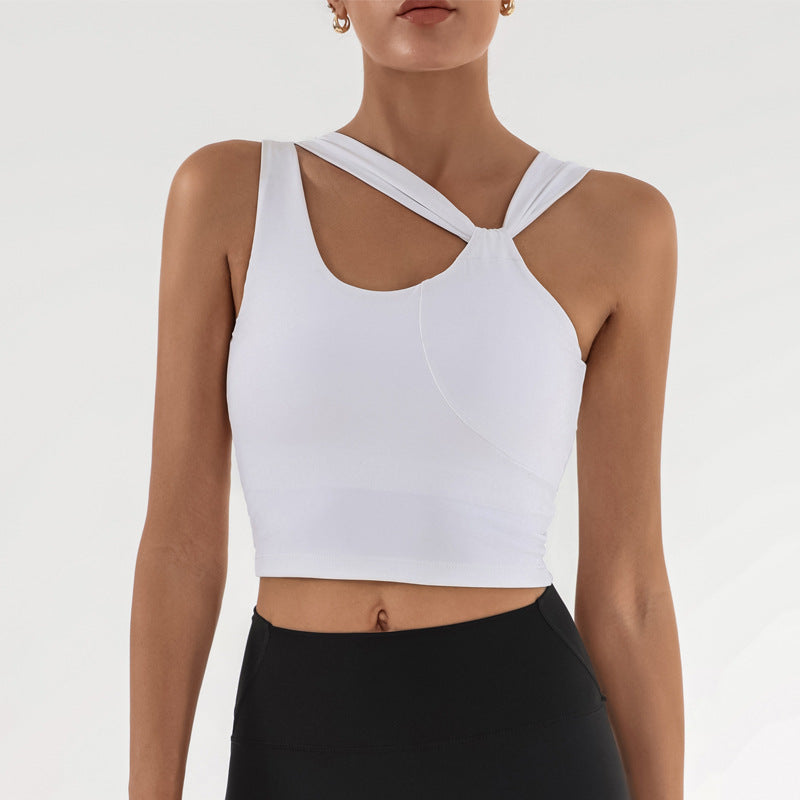 Fashionable Yoga Crop Top for Women, Skin-like Soft Gym Wear, High Waist, Navel-Showing, Shockproof, Fitness Tank Top