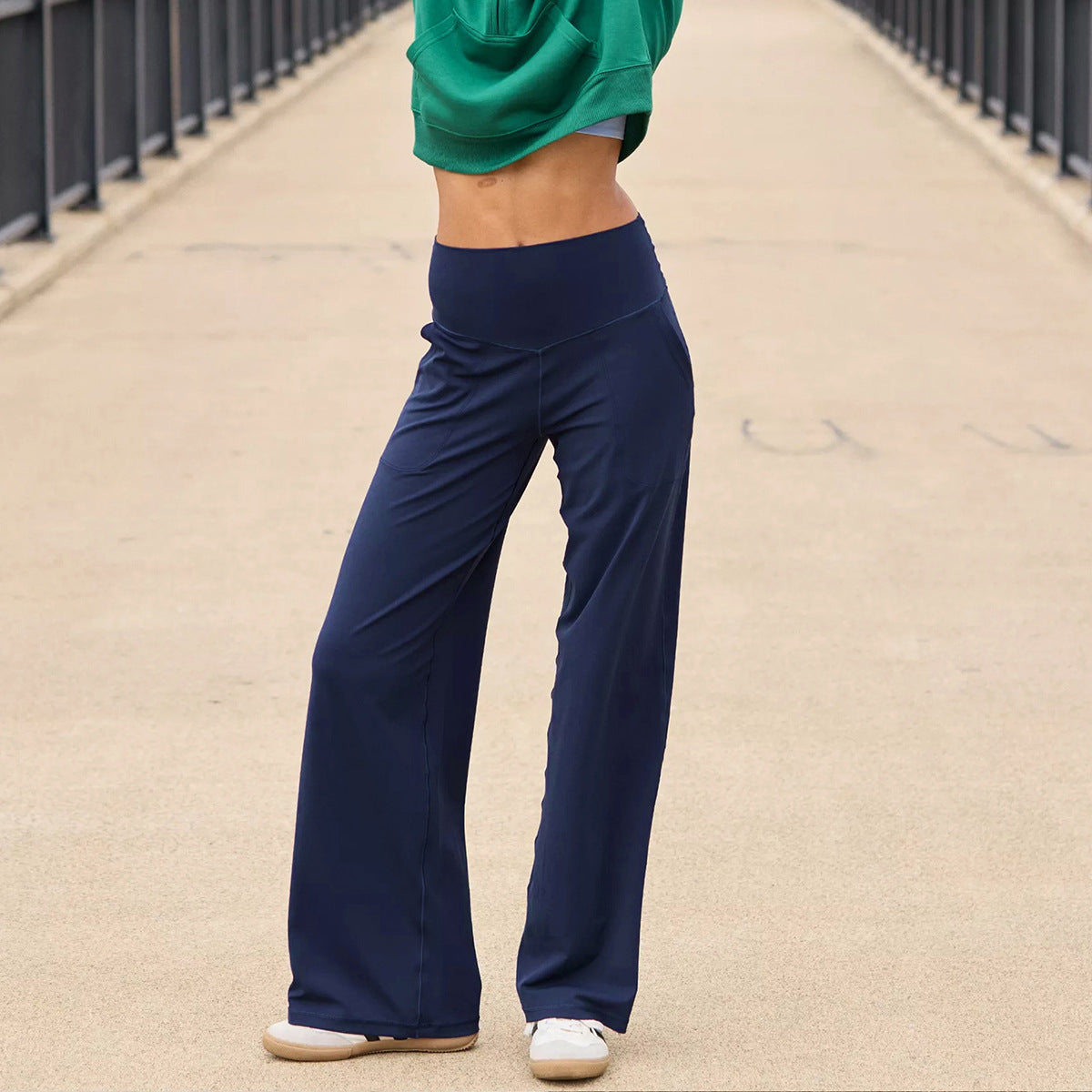 High Waist Flowy Commuter Loose Casual Pants for Fitness Yoga and Sports Straight Leggings