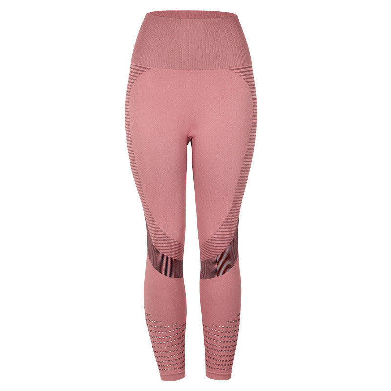 High Waist Slimming Peach Bottom Hollow Out Women's Yoga Pants Set