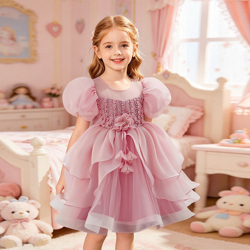 Girl Bubble Sleeve Princess Dress