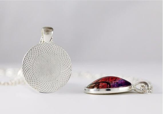 Vintage Glass Dome Necklace Buddhism Chakra Glass Cabochon Pendant Jewelry Om India Yoga Mandala Necklaces