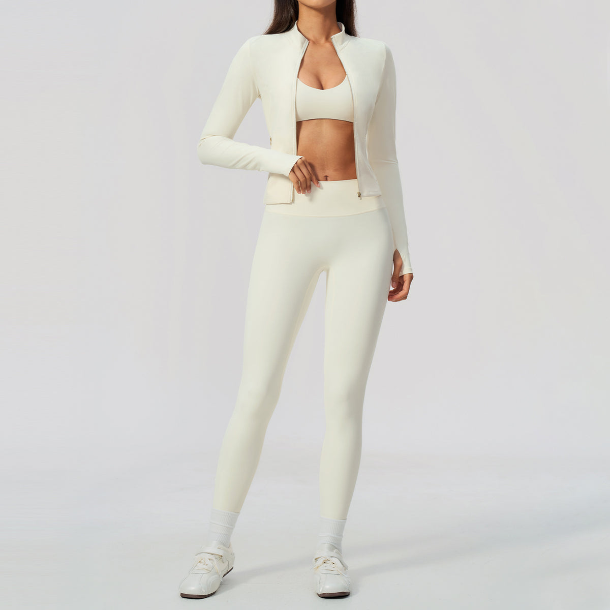 Fitness Set Sport Jacket Slim Fit Fashion Quick-Dry Outdoor Yoga Wear 3-Piece Set