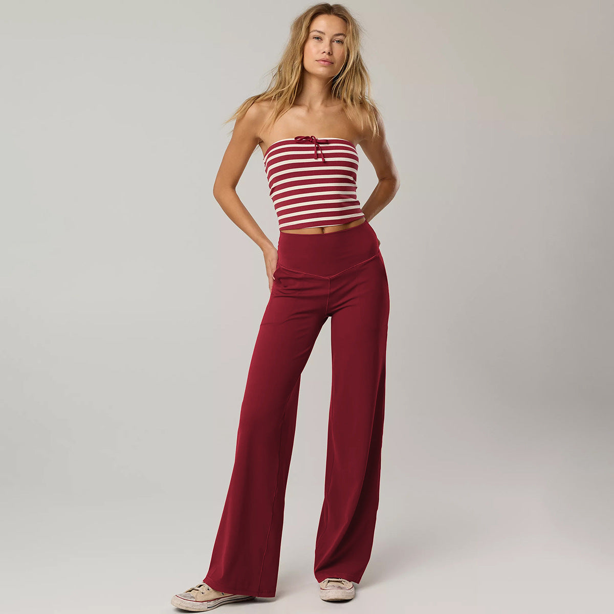 High Waist Flowy Commuter Loose Casual Pants for Fitness Yoga and Sports Straight Leggings