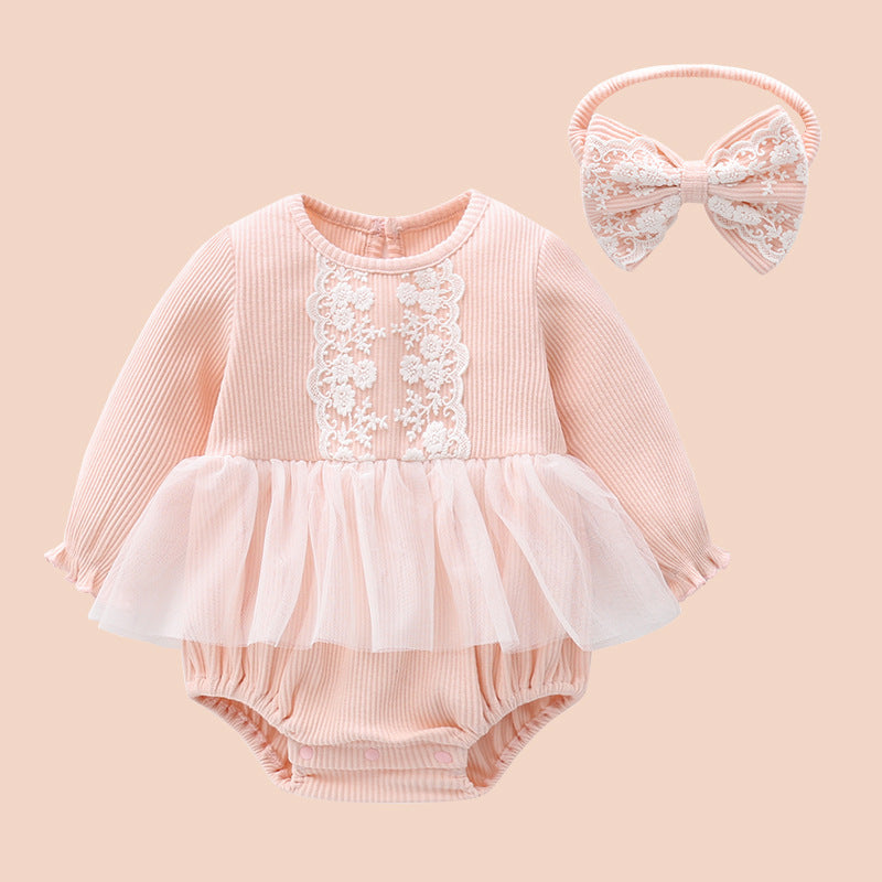Cute  Long Sleeve Princess Romper for Newborn Baby Girls