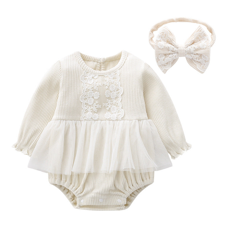 Cute  Long Sleeve Princess Romper for Newborn Baby Girls