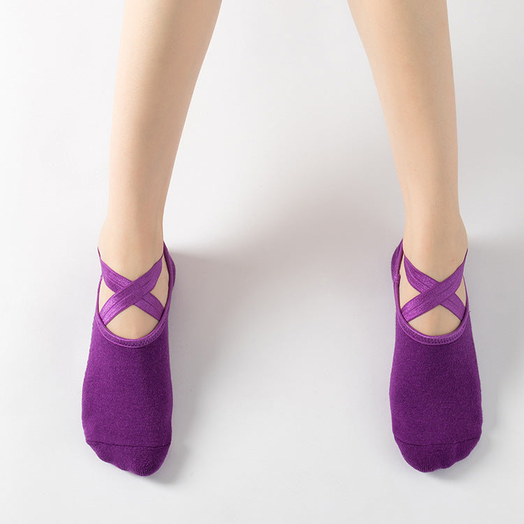 Non-Slip Dispensing Yoga Socks Breathable Cross With Terry Sports Socks Dance Socks