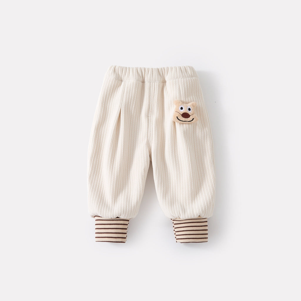 Cotton-Padded Thick Outerwear Set, Baby Fleece Lined Bottom Shirt and Sweatpants Three-Piece Fashion Set