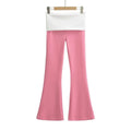 Color blocked fake two low waist slim fit micro flared yoga pants